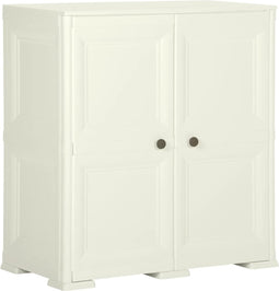vidaXL - Opbergkast - hout-look - 79x43x85,5 - cm - kunststof - vanille-ijskleurig