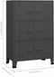vidaXL - Opbergkast - industrieel - 70x40x115 - cm - metaal - antracietkleurig