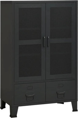 vidaXL - Opbergkast - industrieel - 70x40x115 - cm - metaal - zwart