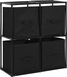 vidaXL - Opbergkast - met - 4 - stoffen - manden - 63x30x71 - cm - staal - zwart