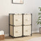 vidaXL - Opbergkast - met - 4 - stoffen - manden - 63x30x71 - cm - staal - crèmekleurig