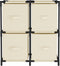 vidaXL - Opbergkast - met - 4 - stoffen - manden - 63x30x71 - cm - staal - crèmekleurig