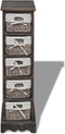 vidaXL - Opbergkast - met - 5 - weefmanden - hout - bruin