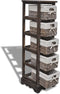 vidaXL - Opbergkast - met - 5 - weefmanden - hout - bruin