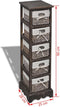 vidaXL - Opbergkast - met - 5 - weefmanden - hout - bruin