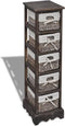 vidaXL - Opbergkast - met - 5 - weefmanden - hout - bruin