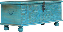 vidaXL - Opbergkist - 100x40x41 - cm - massief - mangohout - blauw