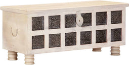 vidaXL - Opbergkist - 110x40x45 - cm - massief - acaciahout - wit