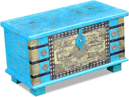 vidaXL - Opbergkist - 80x40x45 - cm - mangohout - blauw