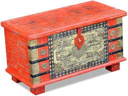 vidaXL - Opbergkist - 80x40x45 - cm - mangohout - rood