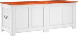 vidaXL - Opbergkist - met - deksel - massief - acaciahout - bruin - en - wit