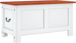 vidaXL - Opbergkist - met - deksel - massief - acaciahout - bruin - en - wit