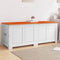 vidaXL - Opbergkist - met - deksel - massief - acaciahout - bruin - en - wit