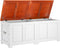 vidaXL - Opbergkist - met - deksel - massief - acaciahout - bruin - en - wit