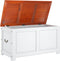 vidaXL - Opbergkist - met - deksel - massief - acaciahout - bruin - en - wit