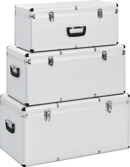 vidaXL - Opbergkoffers - 3 - st - aluminium - zilverkleurig