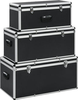 vidaXL - Opbergkoffers - 3 - st - aluminium - zwart