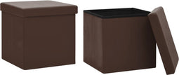 vidaXL - Opbergkrukken - inklapbaar - 2 - st - PVC - bruin