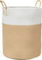 vidaXL - Opbergmand - Ø - 38x46 - cm - katoen - beige - en - wit