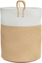 vidaXL - Opbergmand - Ø - 38x46 - cm - katoen - beige - en - wit