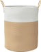 vidaXL - Opbergmand - Ø - 38x46 - cm - katoen - beige - en - wit