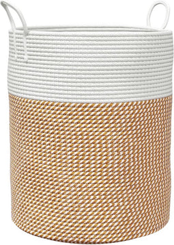 vidaXL - Opbergmand - Ø - 38x46 - cm - katoen - bruin - en - wit