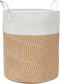 vidaXL - Opbergmand - Ø - 38x46 - cm - katoen - bruin - en - wit