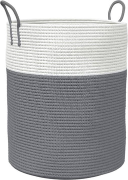 vidaXL - Opbergmand - Ø - 38x46 - cm - katoen - grijs - en - wit