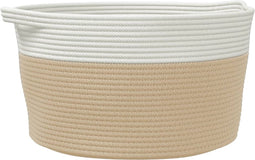 vidaXL - Opbergmand - Ø - 40x25 - cm - katoen - beige - en - wit