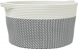 vidaXL - Opbergmand - Ø - 40x25 - cm - katoen - grijs - en - wit