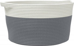 vidaXL - Opbergmand - Ø - 40x25 - cm - katoen - grijs - en - wit