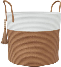 vidaXL - Opbergmand - Ø - 40x35 - cm - katoen - bruin - en - wit