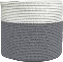 vidaXL - Opbergmand - Ø - 40x35 - cm - katoen - grijs - en - wit