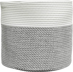 vidaXL - Opbergmand - Ø - 40x35 - cm - katoen - grijs - en - wit