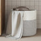 vidaXL - Opbergmand - Ø - 40x35 - cm - katoen - grijs - en - wit
