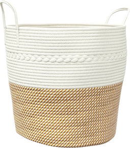 vidaXL - Opbergmand - Ø - 43x38 - cm - katoen - bruin - en - wit