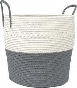 vidaXL - Opbergmand - Ø - 43x38 - cm - katoen - grijs - en - wit