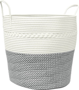 vidaXL - Opbergmand - Ø - 43x38 - cm - katoen - grijs - en - wit