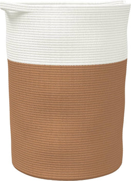 vidaXL - Opbergmand - Ø - 49x65 - cm - katoen - bruin - en - wit