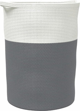 vidaXL - Opbergmand - Ø - 49x65 - cm - katoen - grijs - en - wit
