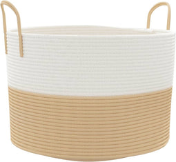 vidaXL - Opbergmand - Ø - 51x33 - cm - katoen - beige - en - wit