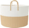 vidaXL - Opbergmand - Ø - 51x33 - cm - katoen - beige - en - wit