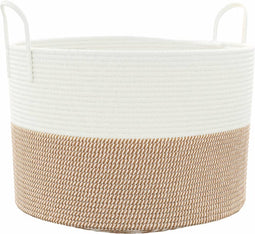 vidaXL - Opbergmand - Ø - 51x33 - cm - katoen - bruin - en - wit