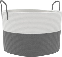 vidaXL - Opbergmand - Ø - 51x33 - cm - katoen - grijs - en - wit
