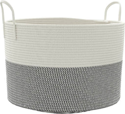 vidaXL - Opbergmand - Ø - 51x33 - cm - katoen - grijs - en - wit