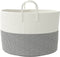 vidaXL - Opbergmand - Ø - 51x33 - cm - katoen - grijs - en - wit