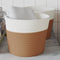 vidaXL - Opbergmanden - 2 - st - Ø - 24x18 - cm - katoen - bruin - en - wit