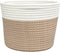 vidaXL - Opbergmanden - 2 - st - Ø - 24x18 - cm - katoen - bruin - en - wit