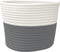 vidaXL - Opbergmanden - 2 - st - Ø - 24x18 - cm - katoen - grijs - en - wit