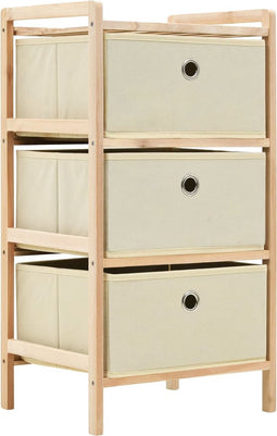 vidaXL - Opbergmeubel - met - 3 - stoffen - manden - cederhout - beige